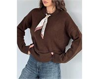 ​🧶 Premium Dokulu Şal Detaylı Triko Kazak