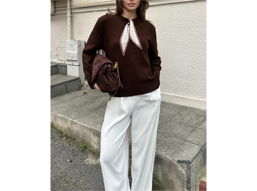 ​🧶 Premium Dokulu Şal Detaylı Triko Kazak